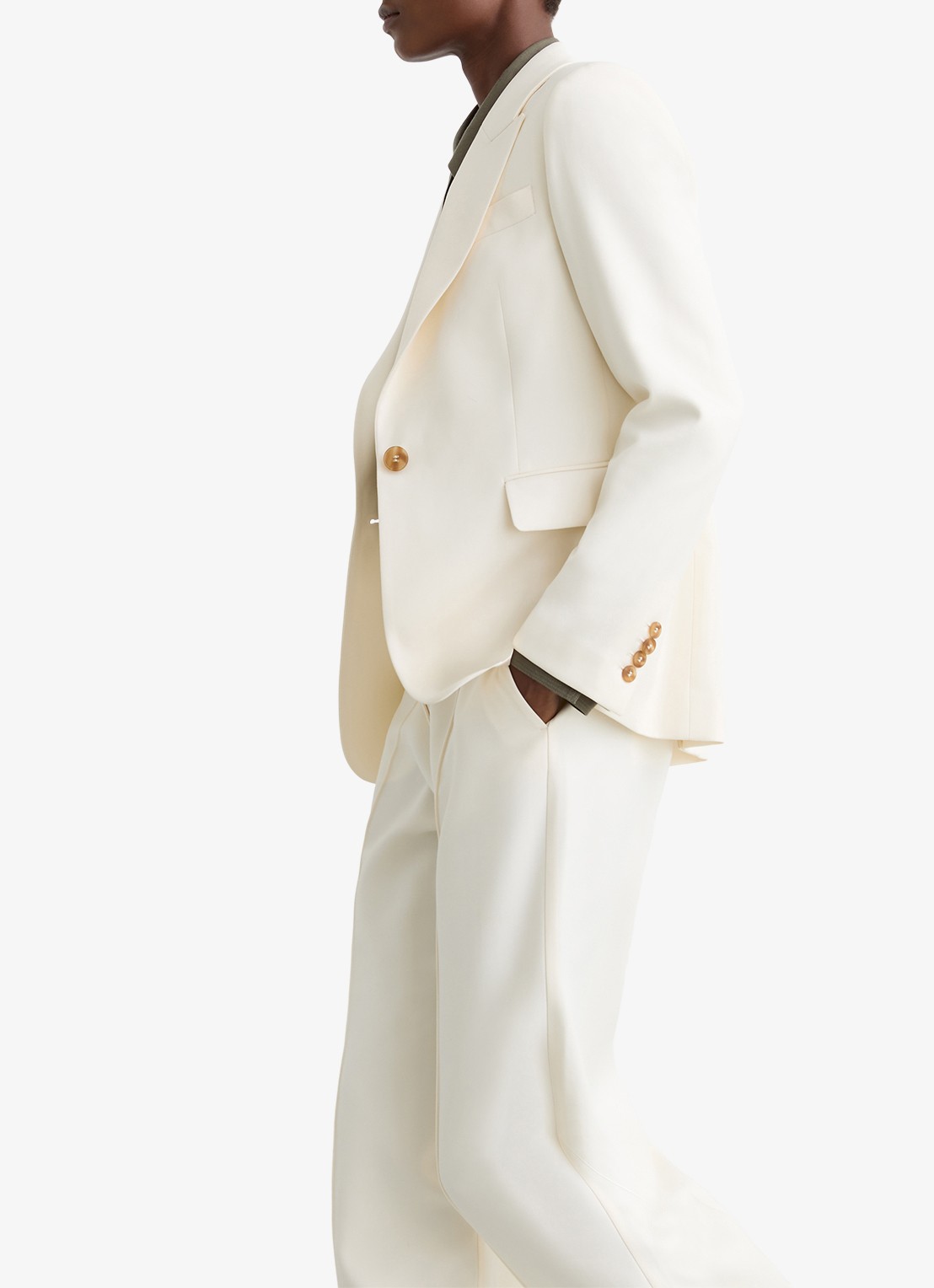 Reiss Malin single breasted blazer met klepzakken - detail 2 creme