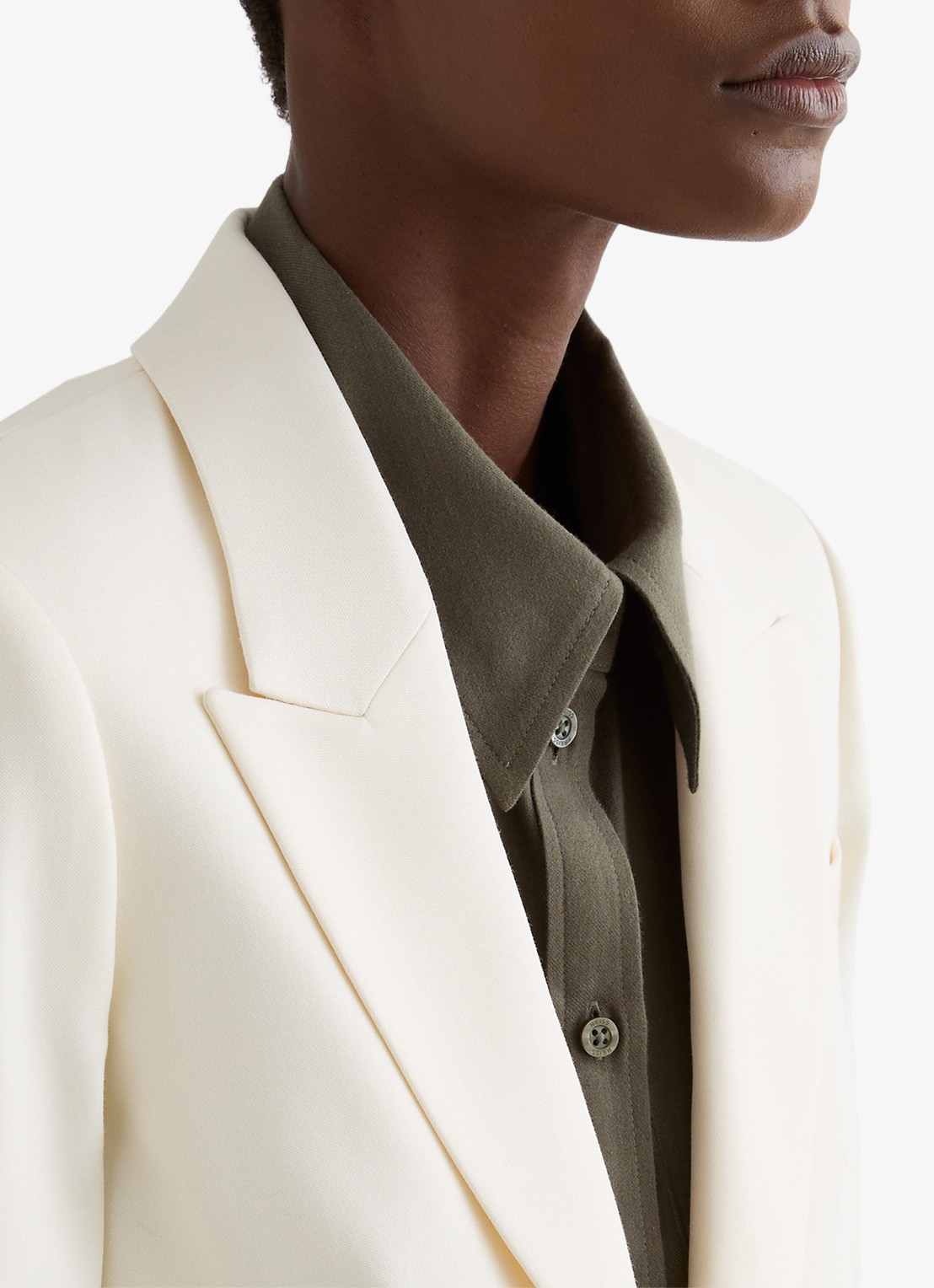 Reiss Malin single breasted blazer met klepzakken - detail 3 creme
