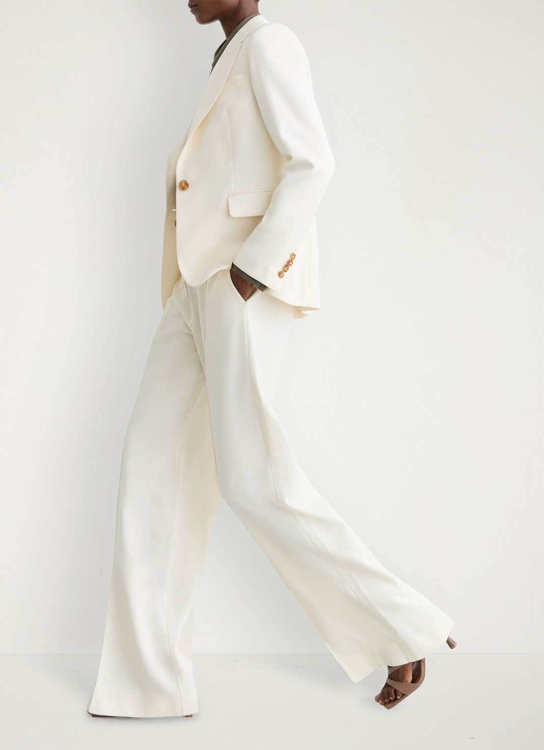 Reiss Malin wide fit pantalon met steekzakken - detail 6 beige