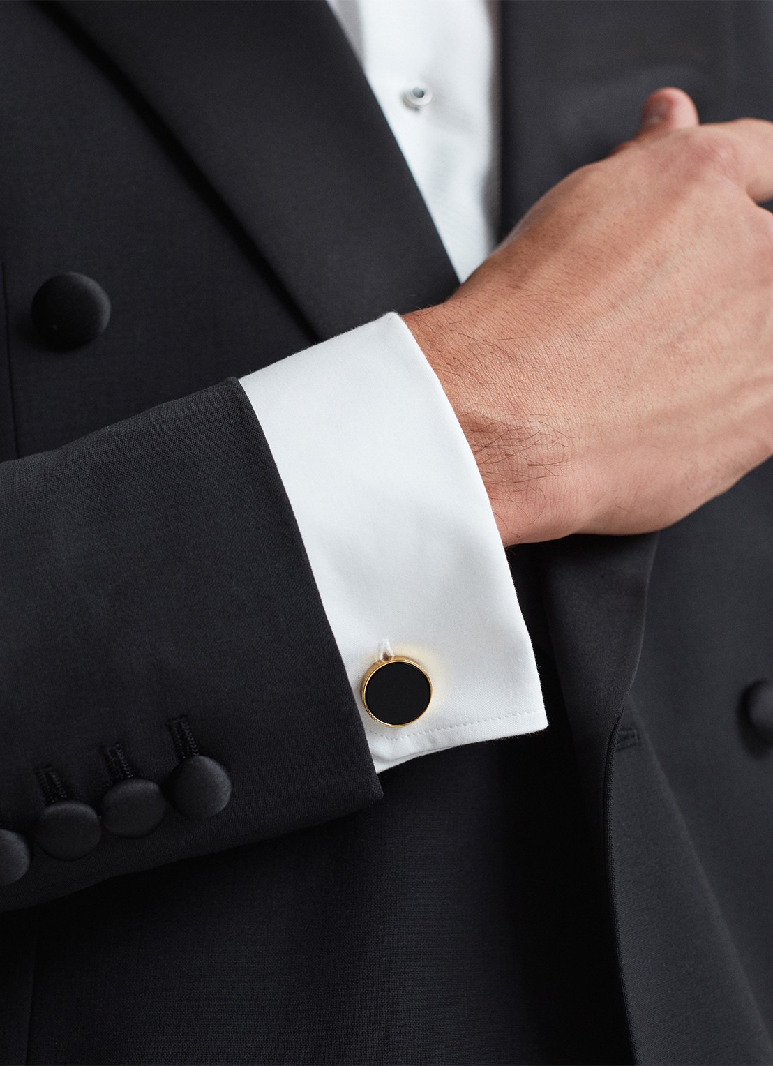 Reiss Manchetknopen met logo - voorkant 2 goud