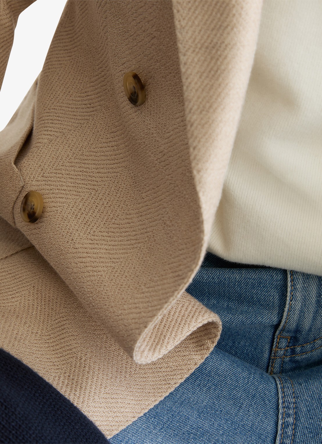 Reiss Manci Double-breasted colbert met opgestikte zakken - detail 6 stone / beige
