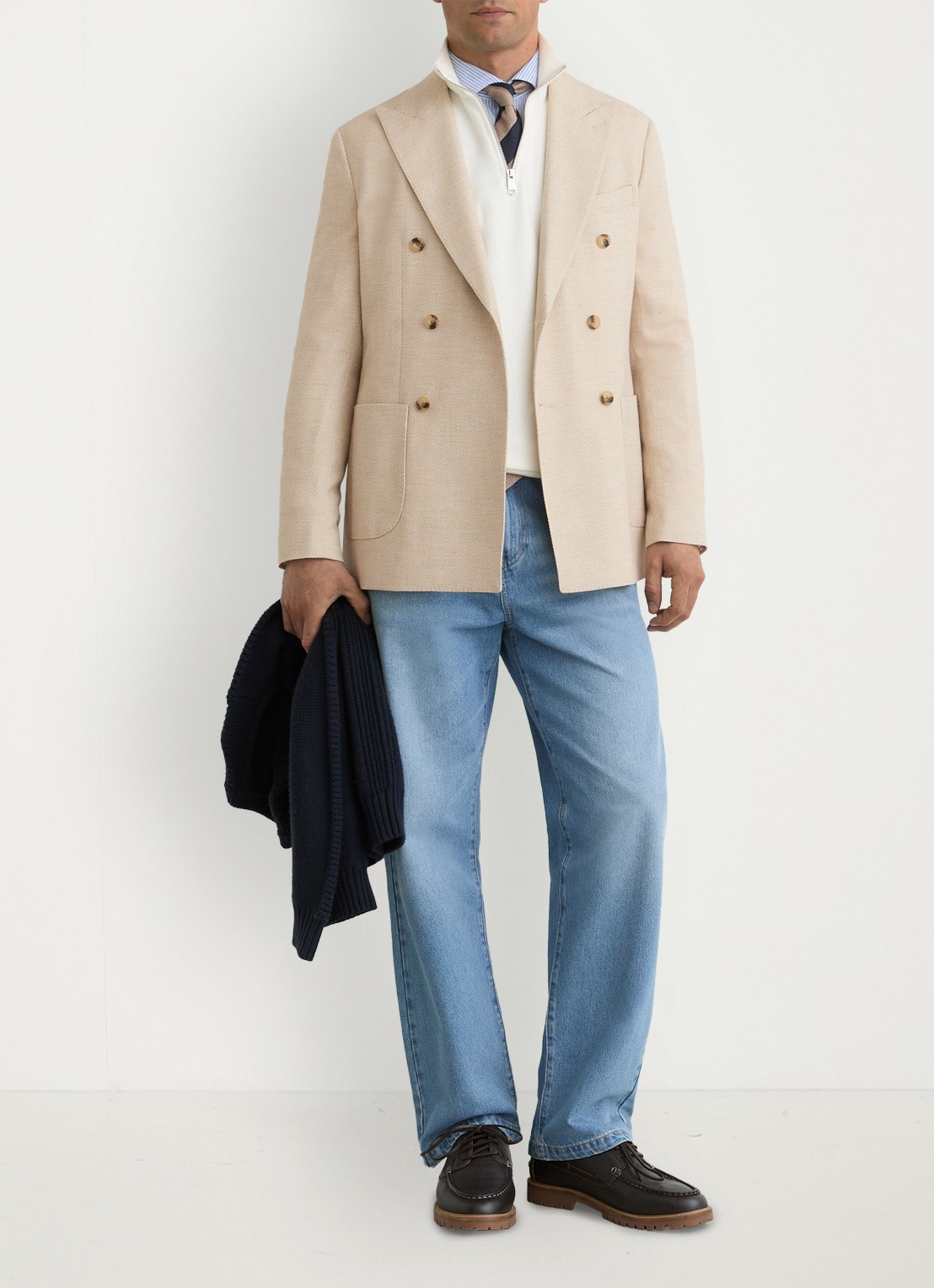 Reiss Manci Double-breasted colbert met opgestikte zakken - voorkant 3 stone / beige