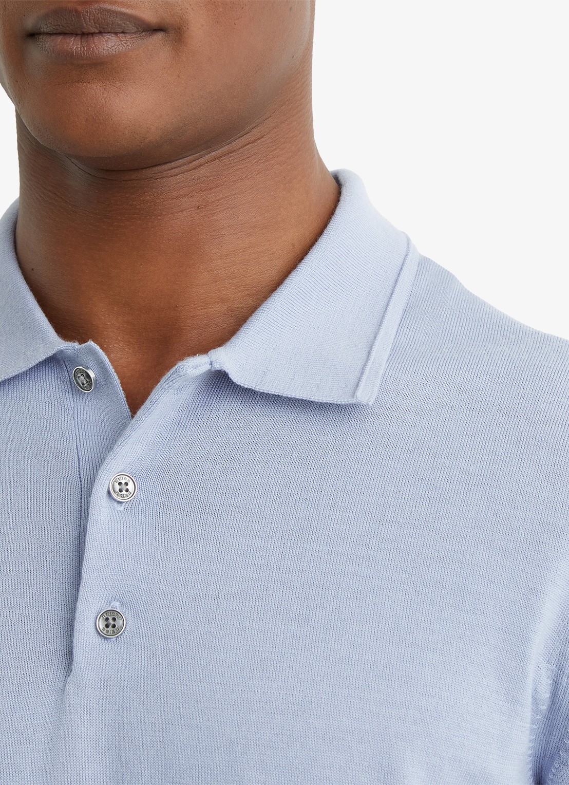 Reiss MANOR Merino Wool Short-Sleeve Polo Shirt - detail 4 lichtblauw