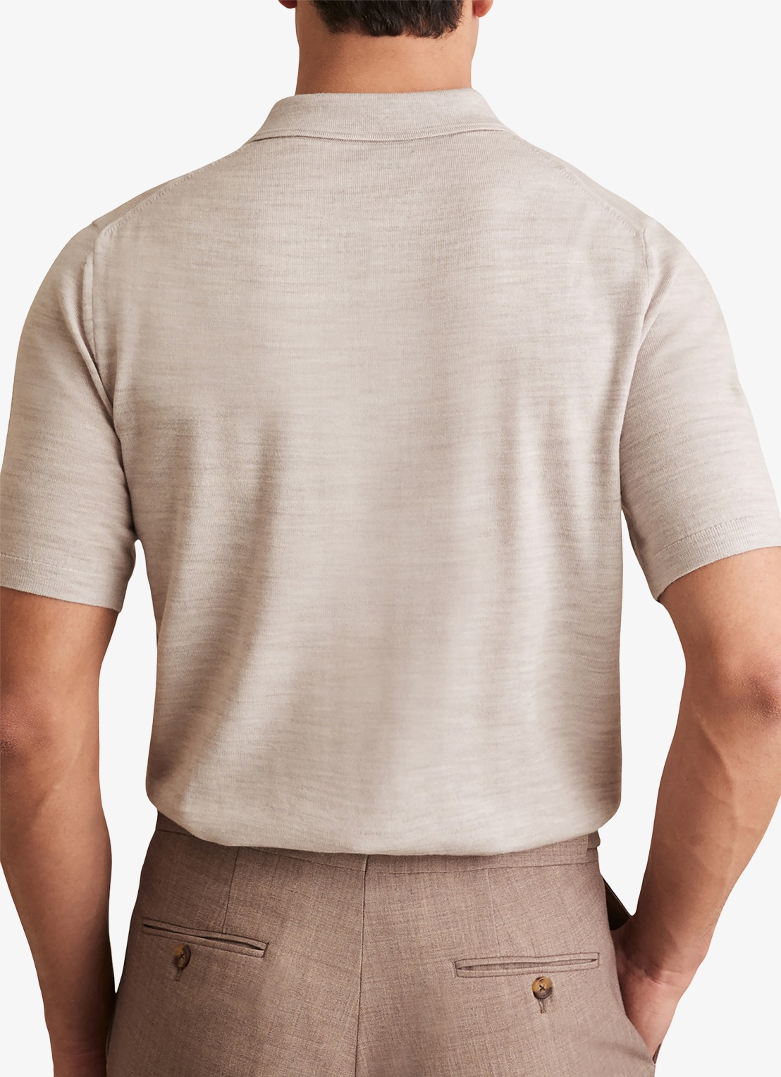 Reiss Manor regular fit polo van merino wol - achterkant 5 creme