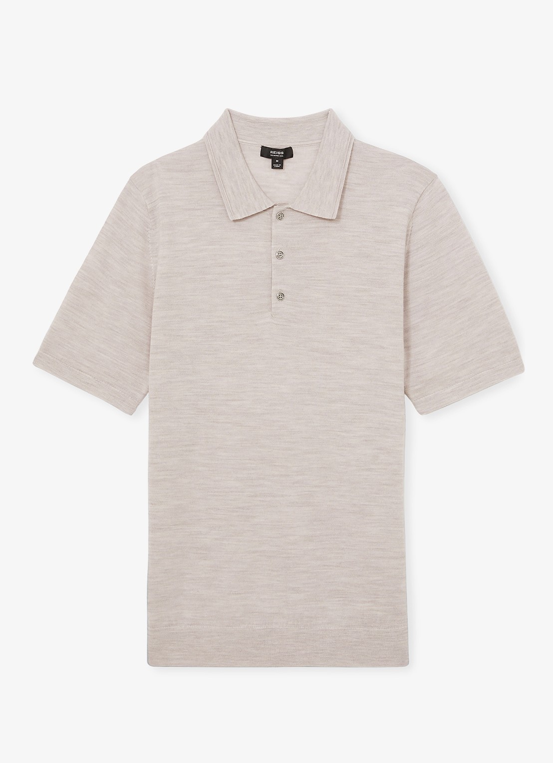 Reiss Manor regular fit polo van merino wol - voorkant 4 creme