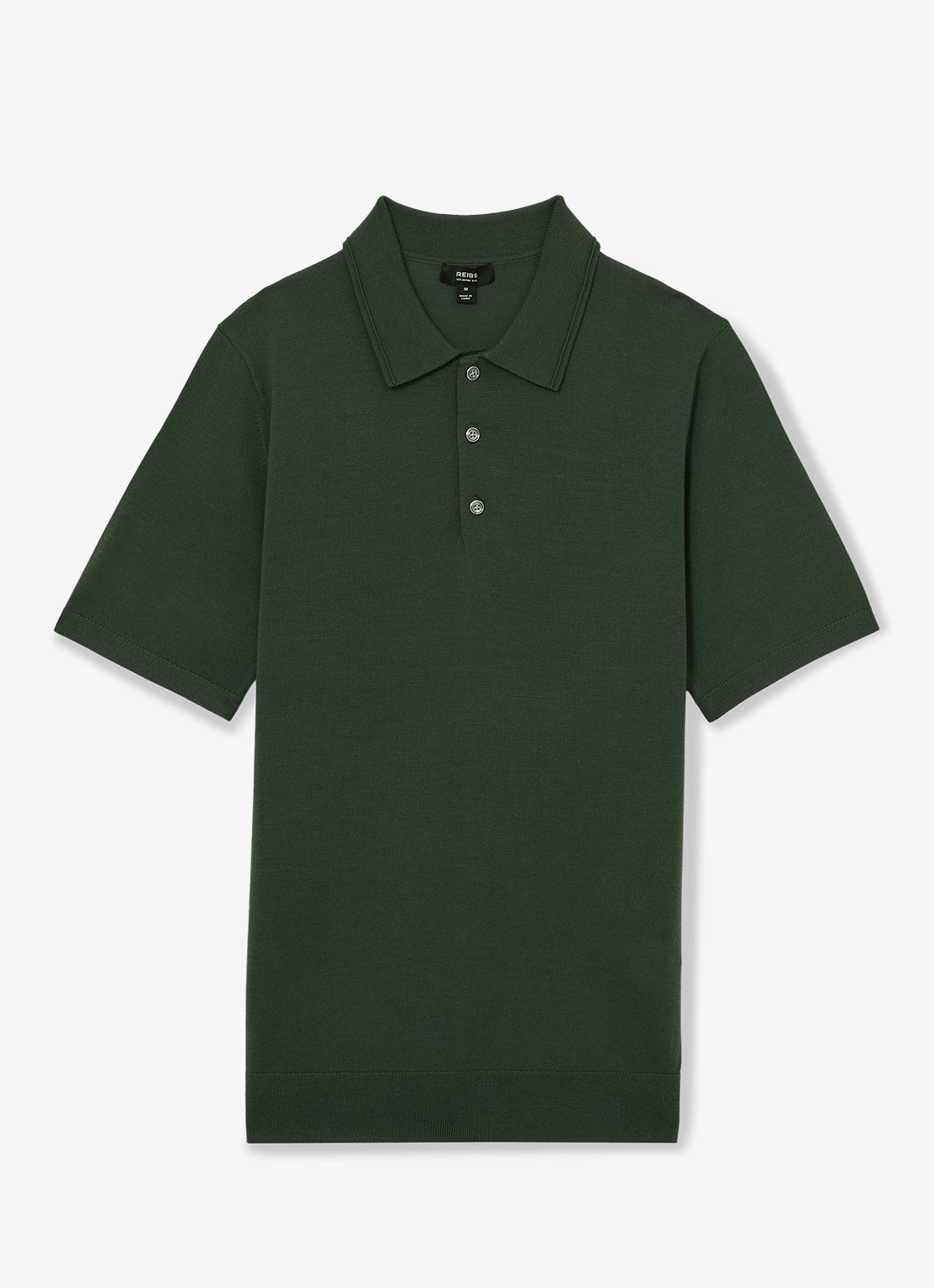 Reiss Manor regular fit polo van merino wol - voorkant 2 donkergroen
