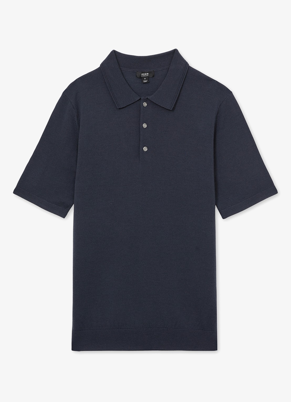 Reiss Manor regular fit polo van merino wol - voorkant 3 donkerblauw