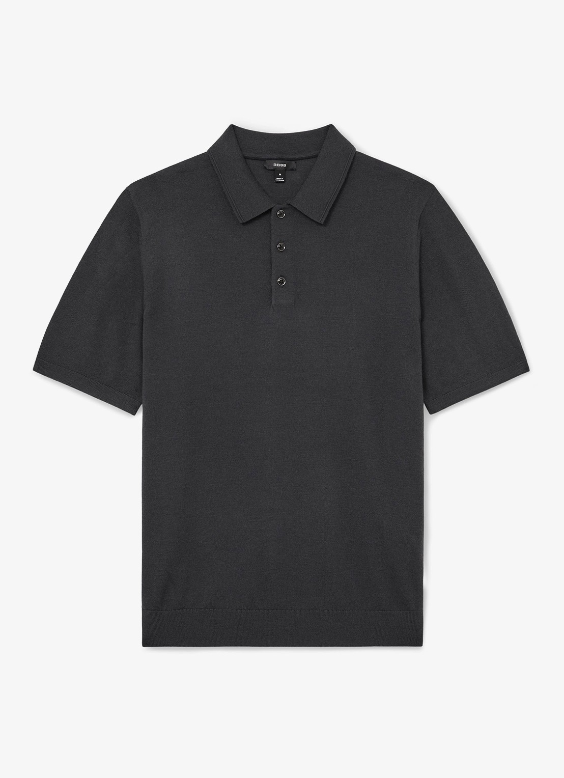Reiss Manor regular fit polo van merino wol - voorkant vulcan grey / grijs