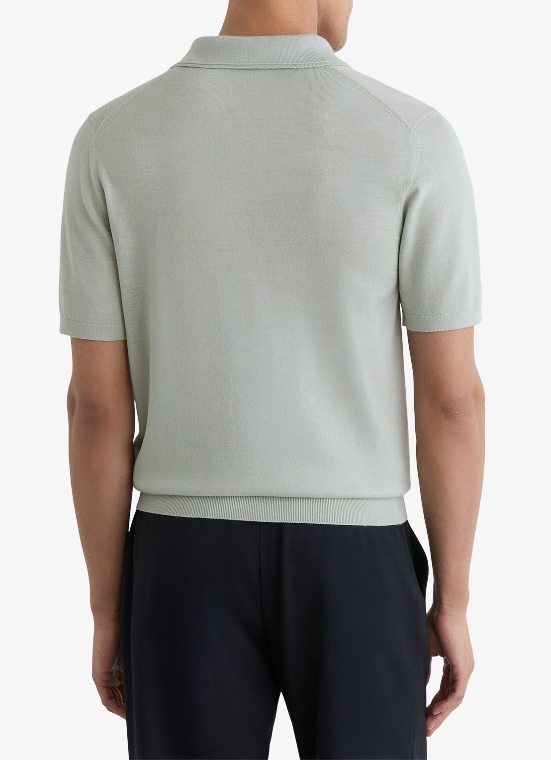 Reiss Manor regular fit polo van merino wol - achterkant 6 lichtgroen