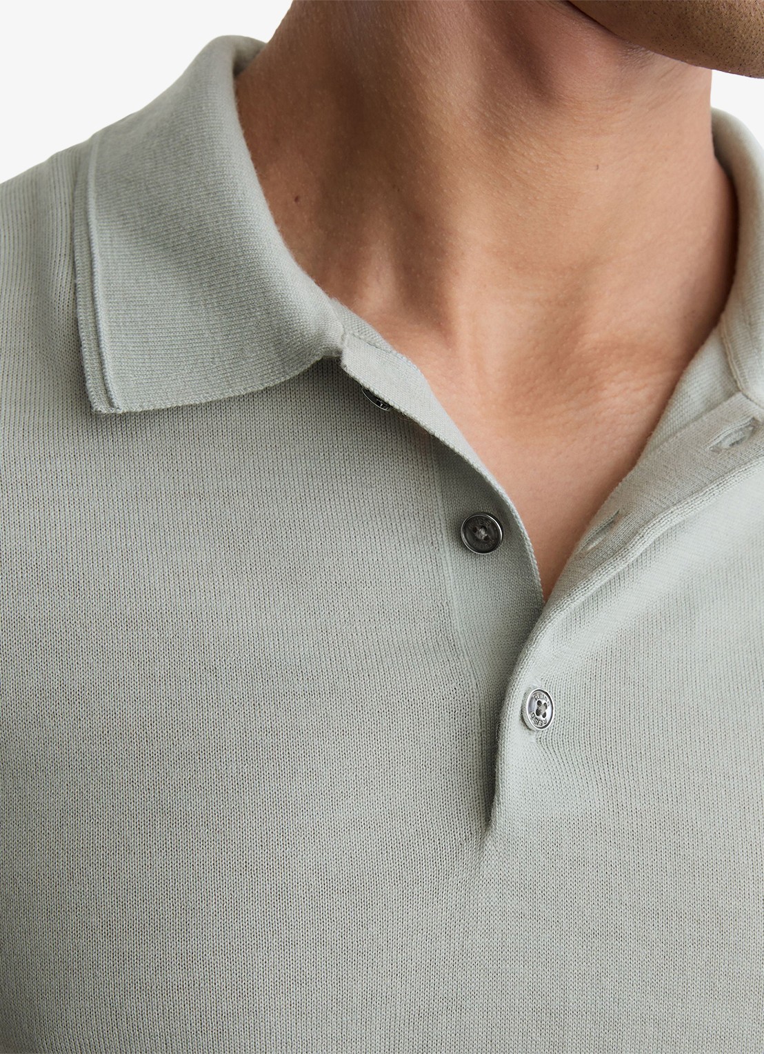 Reiss Manor regular fit polo van merino wol - detail 4 lichtgroen