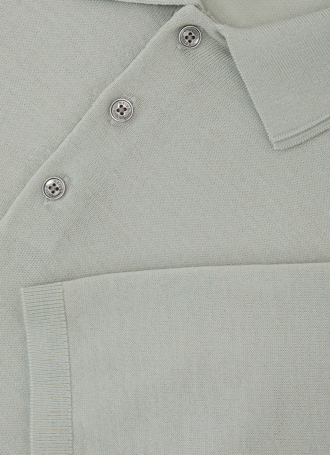 Reiss Manor regular fit polo van merino wol - detail 5 lichtgroen