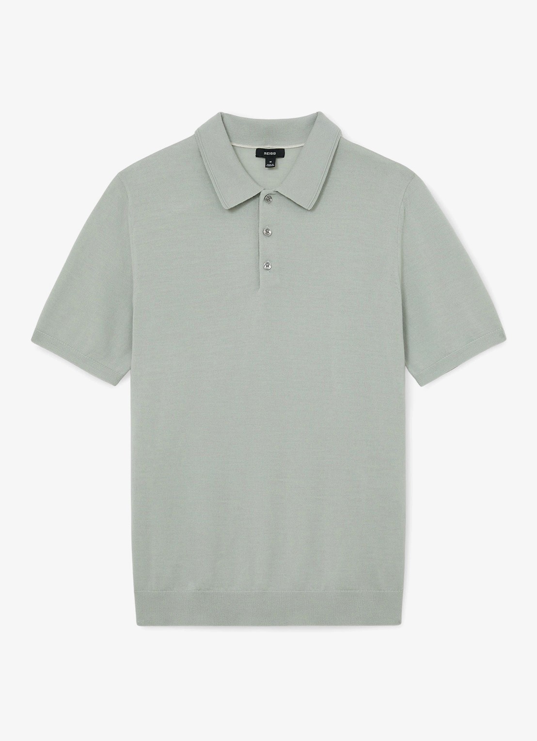 Reiss Manor regular fit polo van merino wol - voorkant lichtgroen