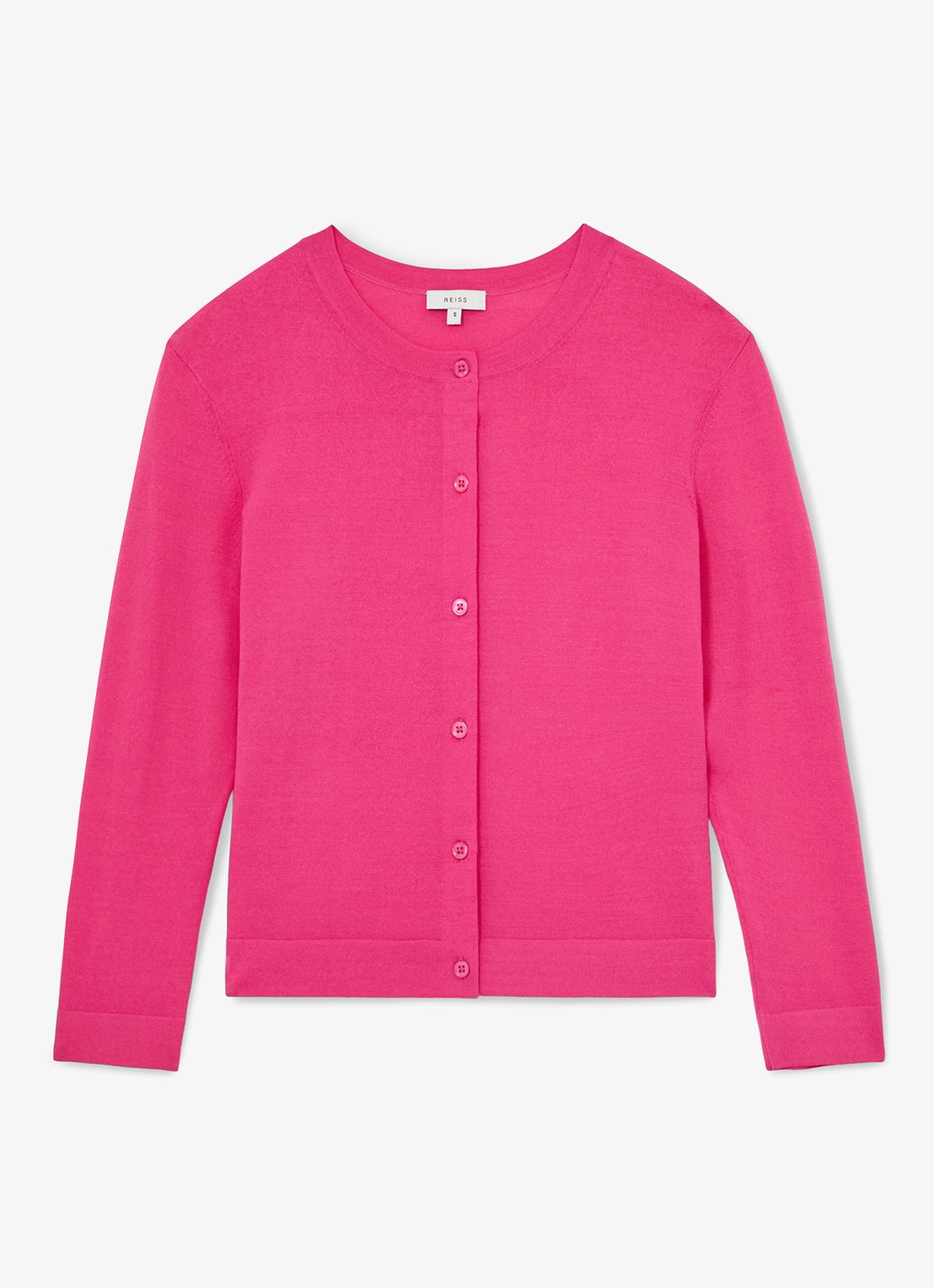 Reiss Mara fijngebreid vest met ronde hals - voorkant 5 oudroze