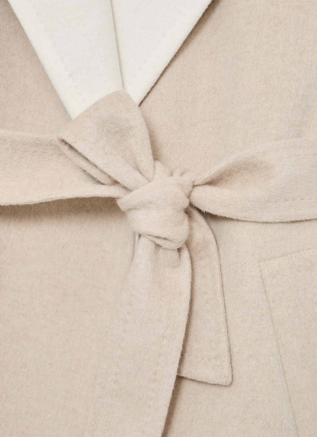 Reiss Marcela mantel van wol met strikceintuur - detail 6 beige