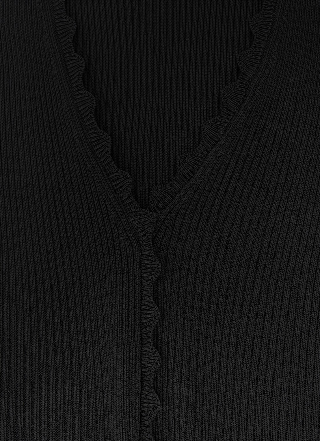 Reiss Marcy ribgebreide top met V-hals - detail 5 black / zwart