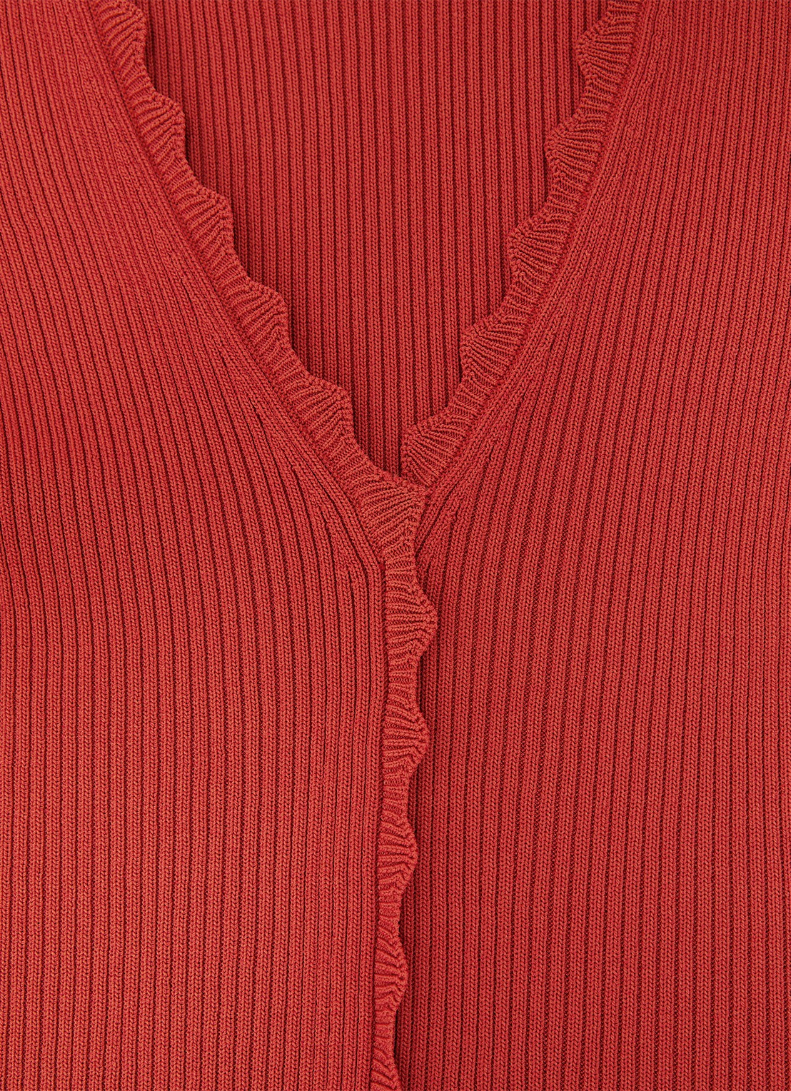 Reiss Marcy ribgebreide top met V-hals - detail 7 rood
