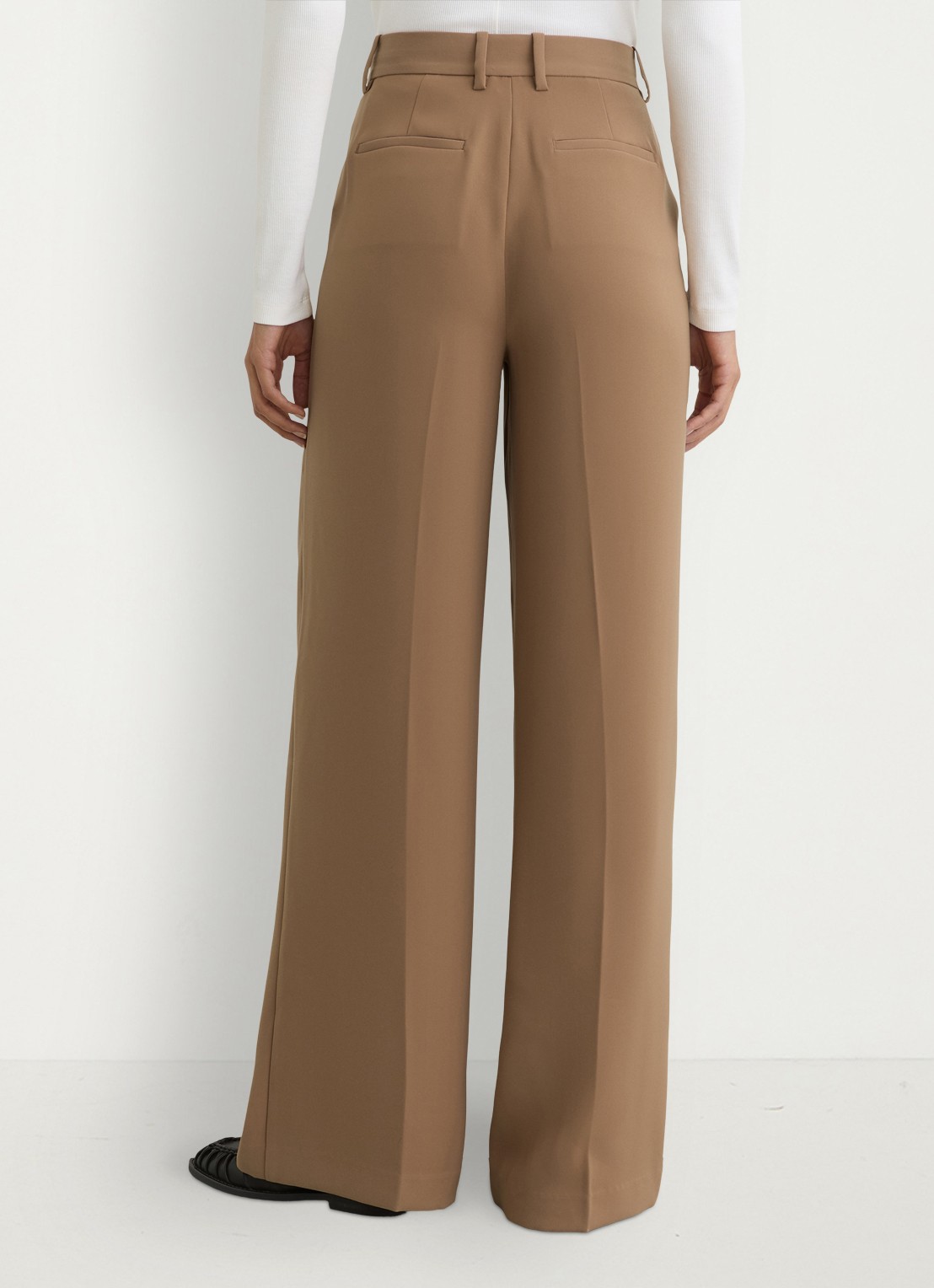 Reiss Margeaux high waist wide fit pantalon met steekzakken - achterkant 3 camel