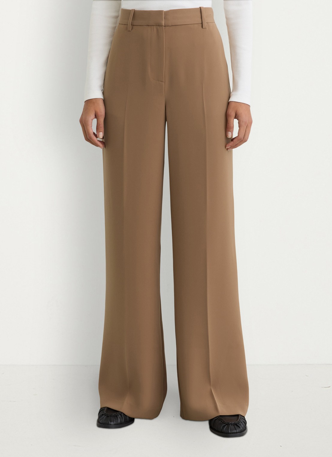 Reiss Margeaux high waist wide fit pantalon met steekzakken - detail 4 camel