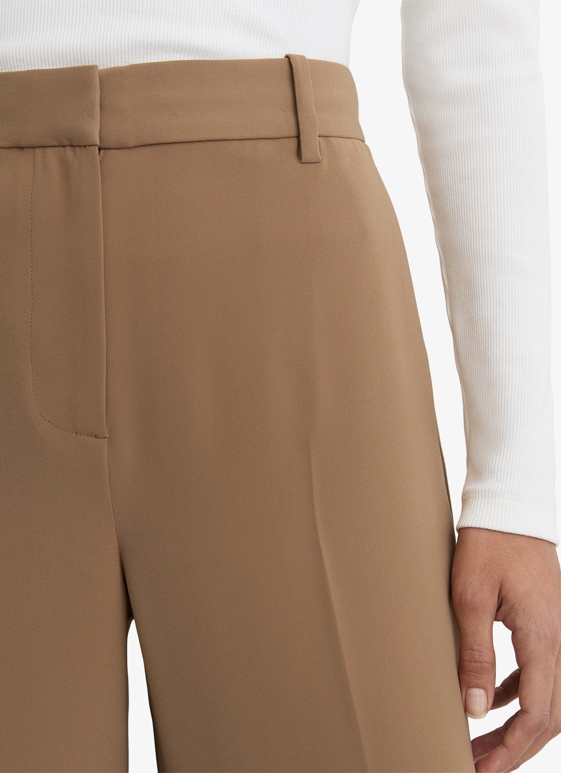 Reiss Margeaux high waist wide fit pantalon met steekzakken - detail 5 camel