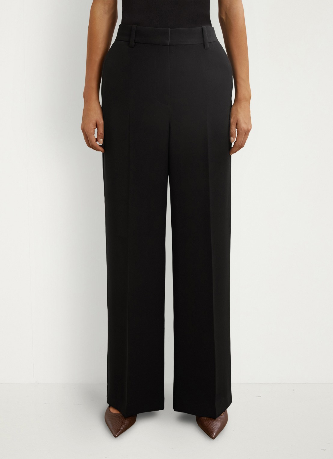 Reiss Margeaux high waist wide fit pantalon met steekzakken - detail 4 zwart