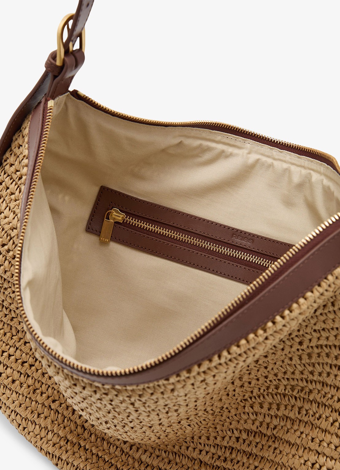 Reiss Margot schoudertas met gevlochten detail  - detail 6 beige