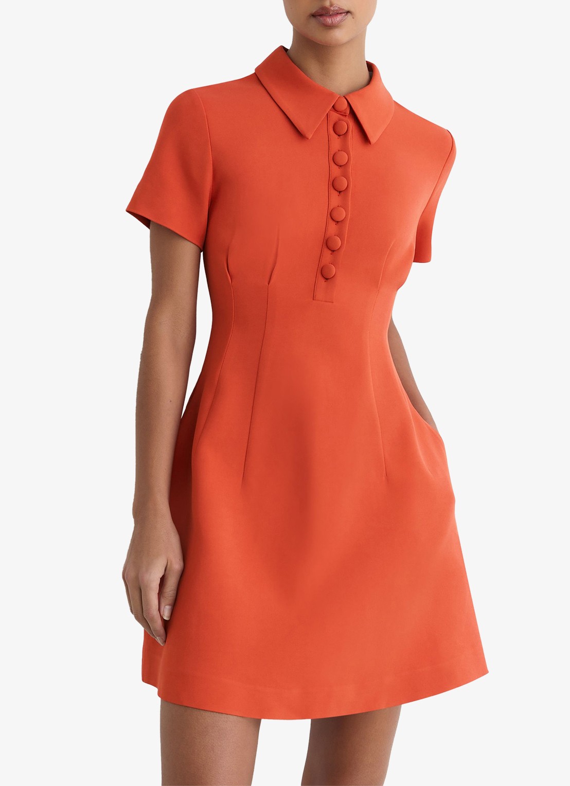 Reiss Marlie mini jurk met kraag - detail 4 orange