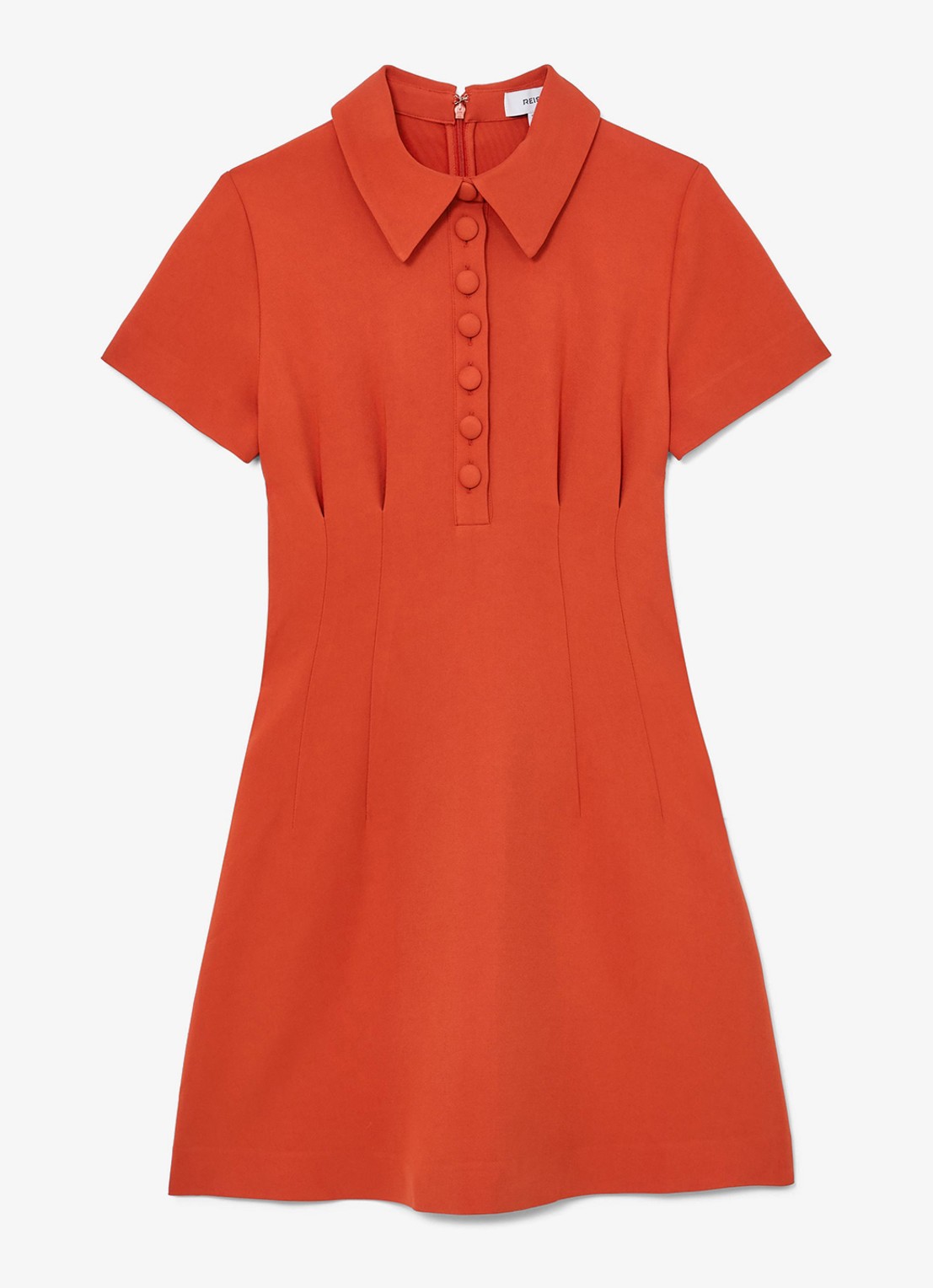 Reiss Marlie mini jurk met kraag - voorkant orange