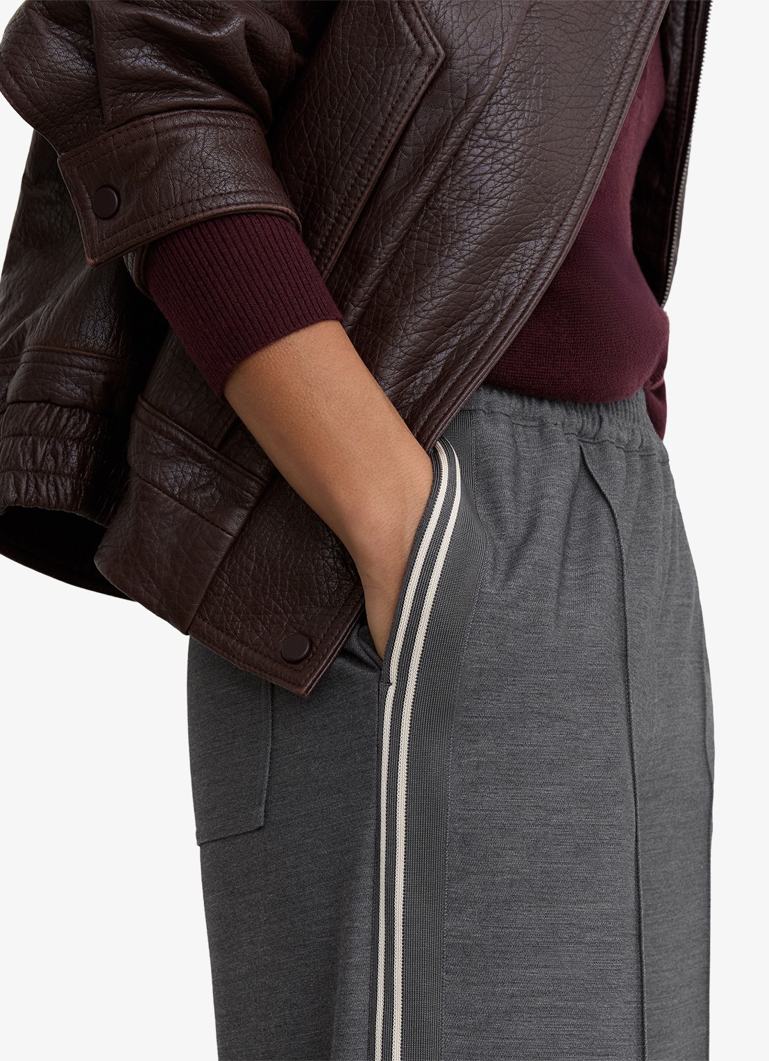Reiss Marlow high waist wide fit trackpants met gestreept detail - detail 5 grijs