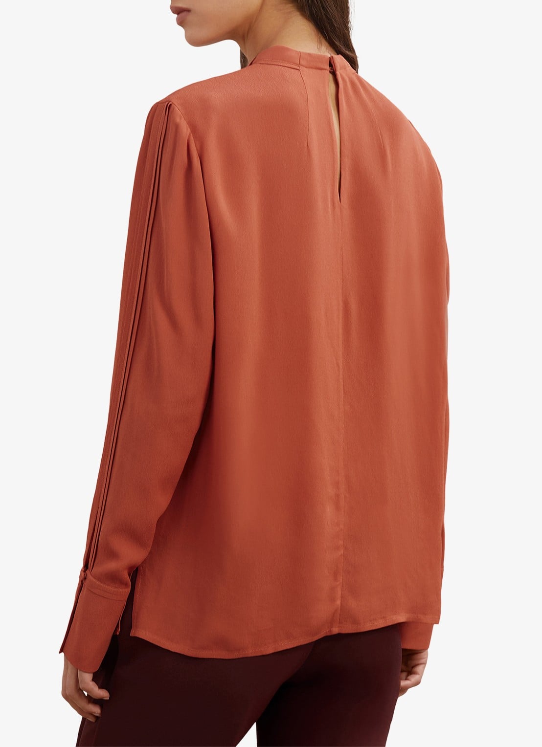 Reiss Marta tuniek met plooidetail - achterkant oranjebruin