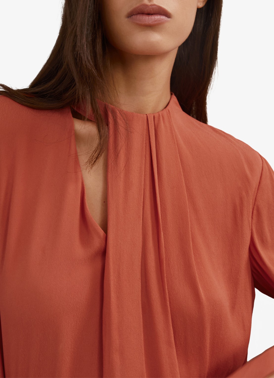 Reiss Marta tuniek met plooidetail - detail 3 oranjebruin