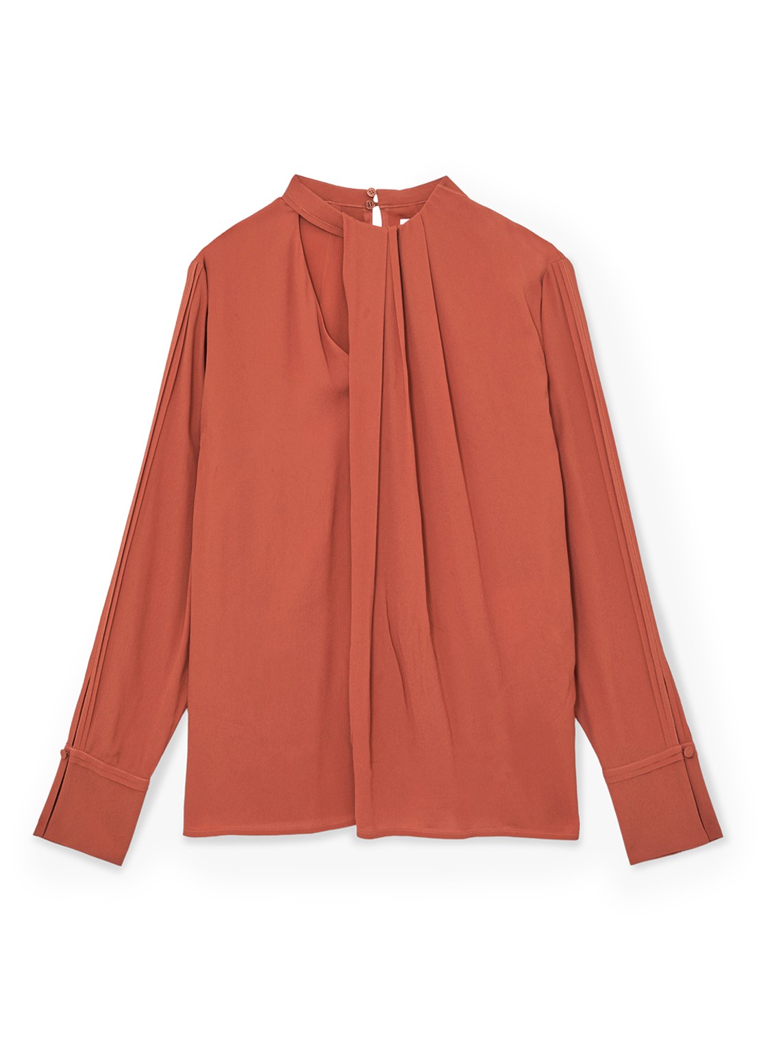 Reiss Marta tuniek met plooidetail - voorkant 6 oranjebruin