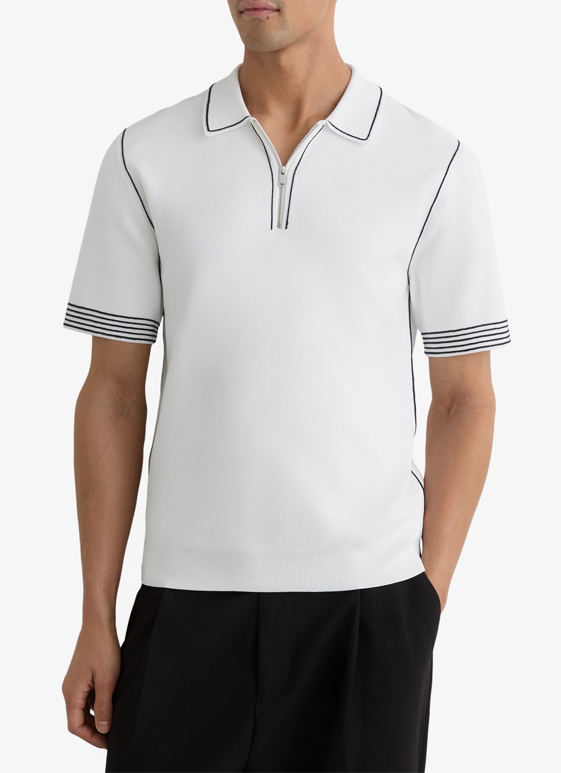 Reiss Mason polo met halve rits - detail 3 white / wit