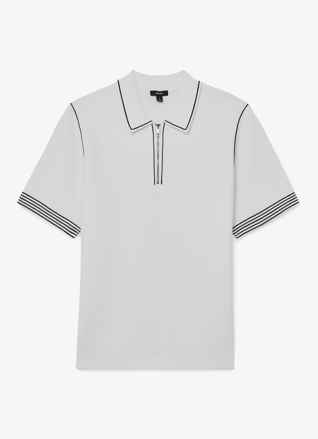 Reiss Mason polo met halve rits - voorkant white / wit