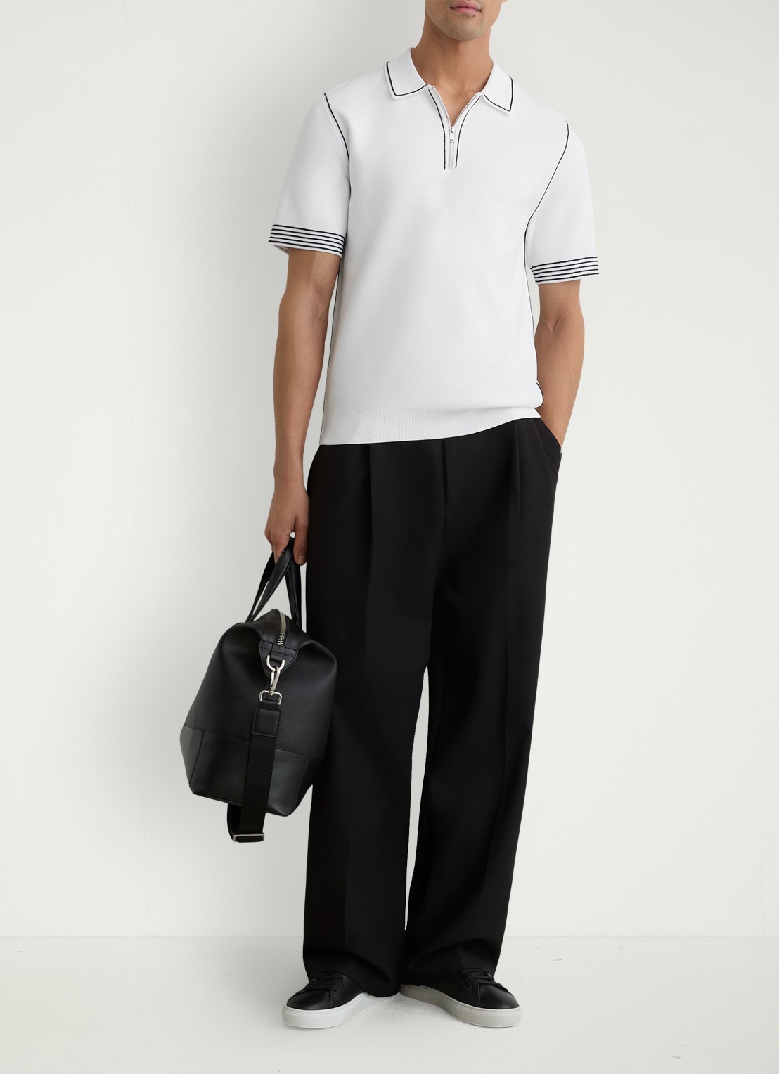 Reiss Mason polo met halve rits - voorkant 2 white / wit