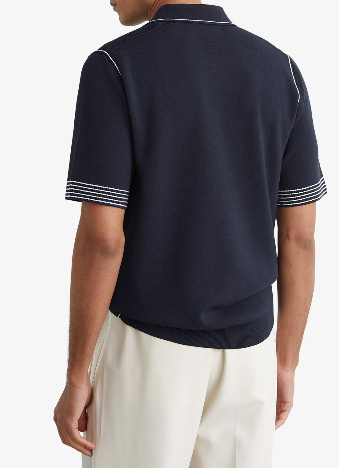 Reiss Mason polo met halve rits - achterkant navy / blauw