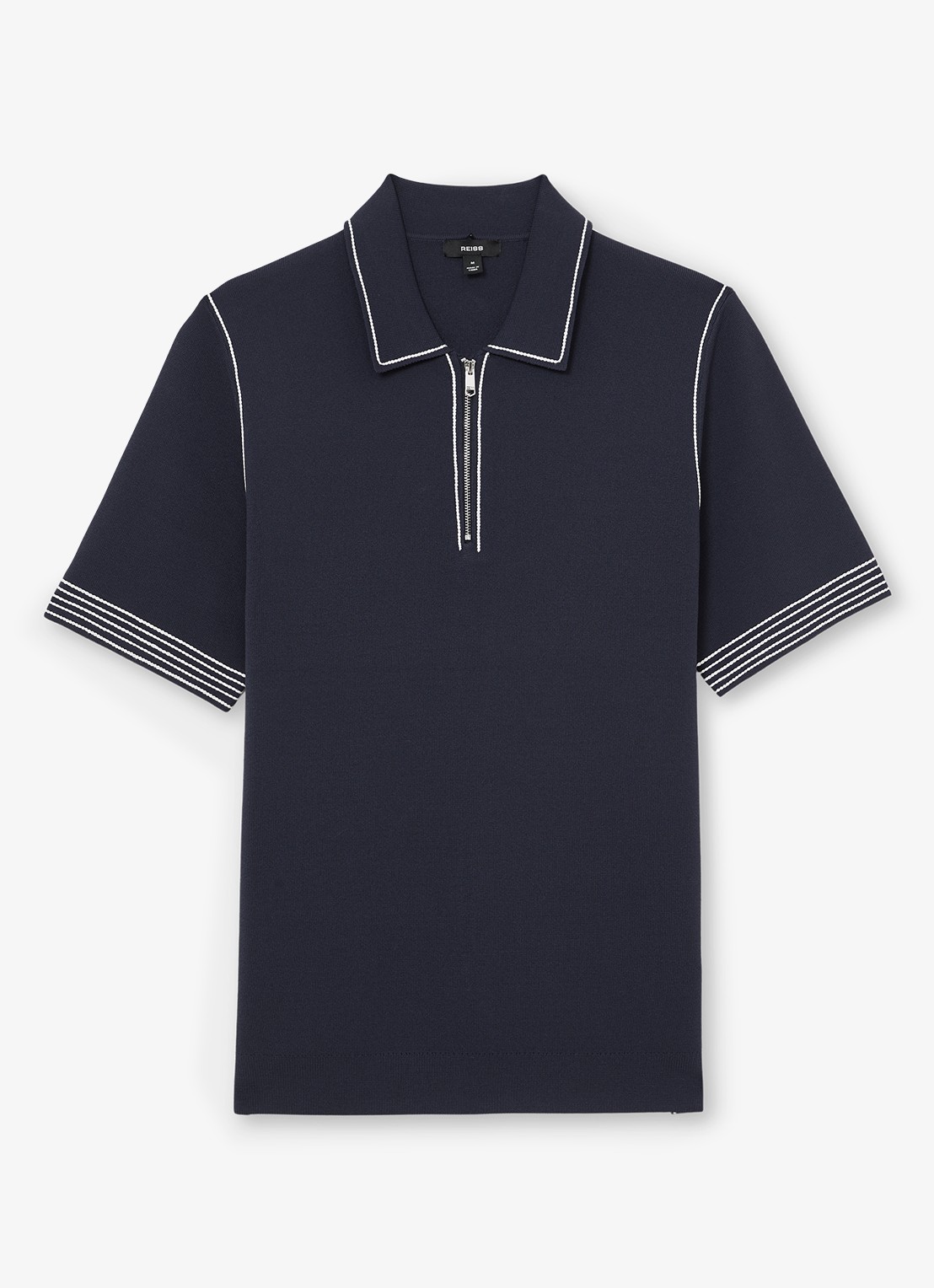 Reiss Mason polo met halve rits - voorkant 2 navy / blauw