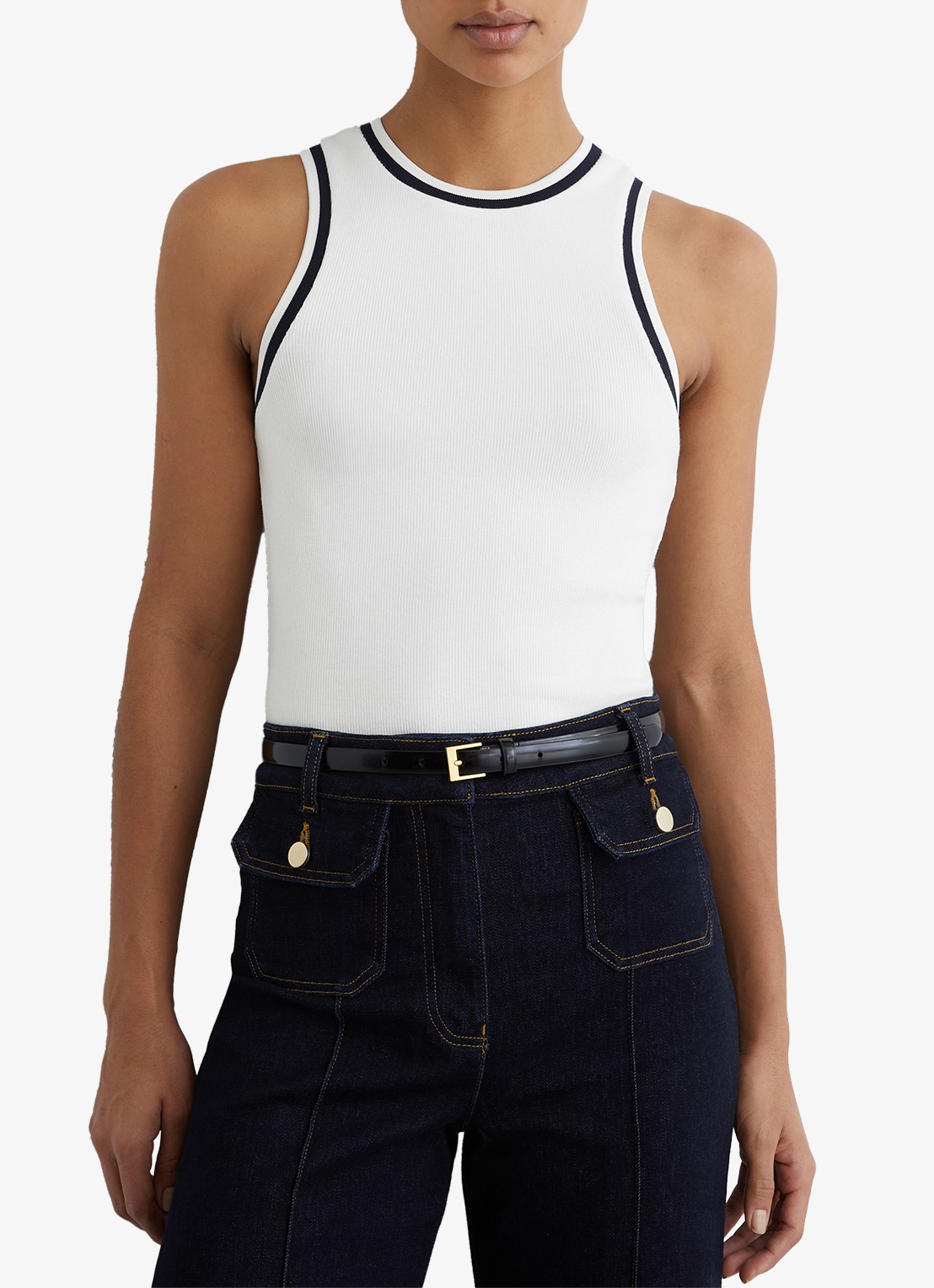 Reiss Matilda tanktop met ribstructuur - detail 4 wit