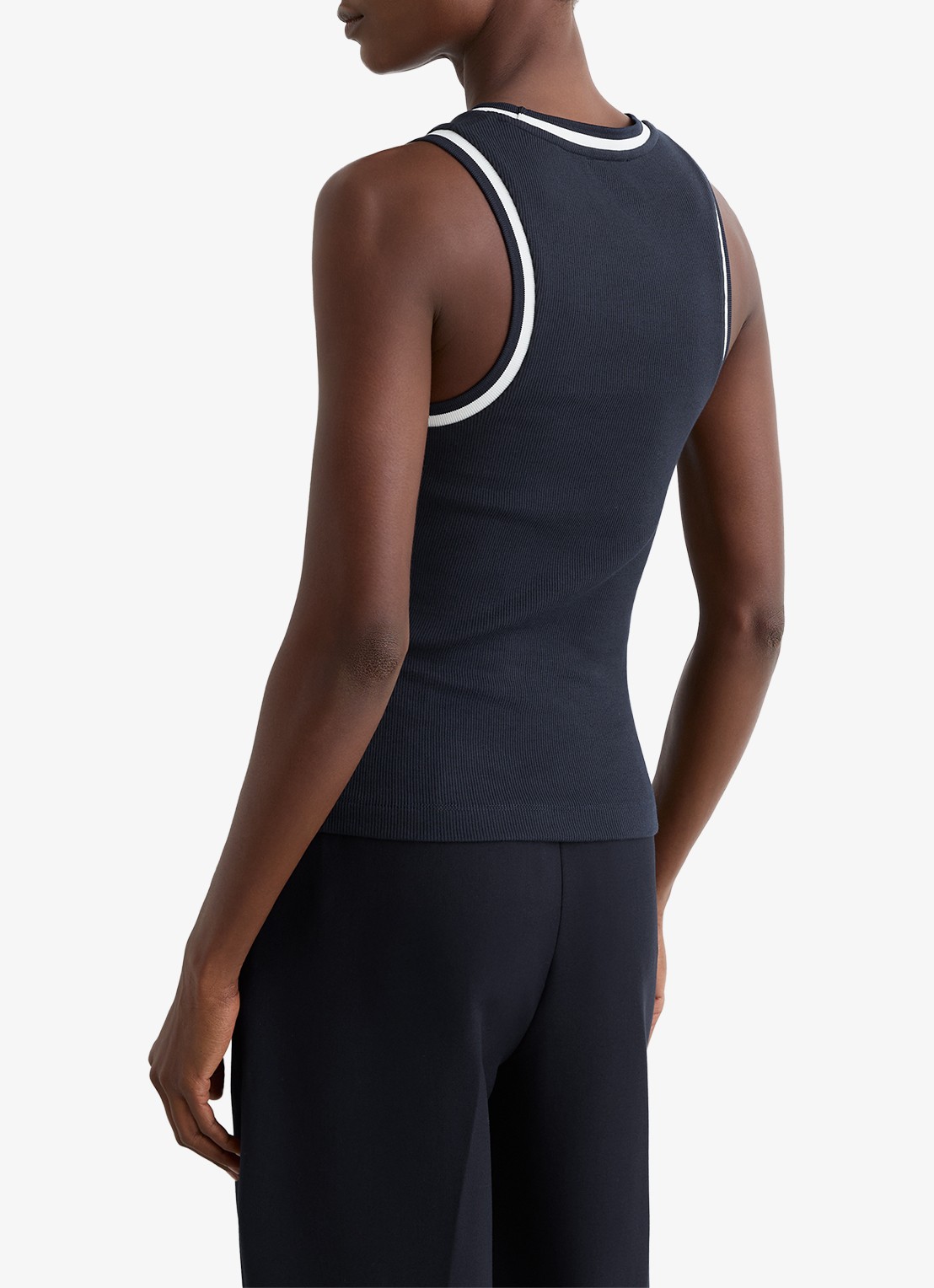 Reiss Matilda tanktop met ribstructuur - achterkant donkerblauw