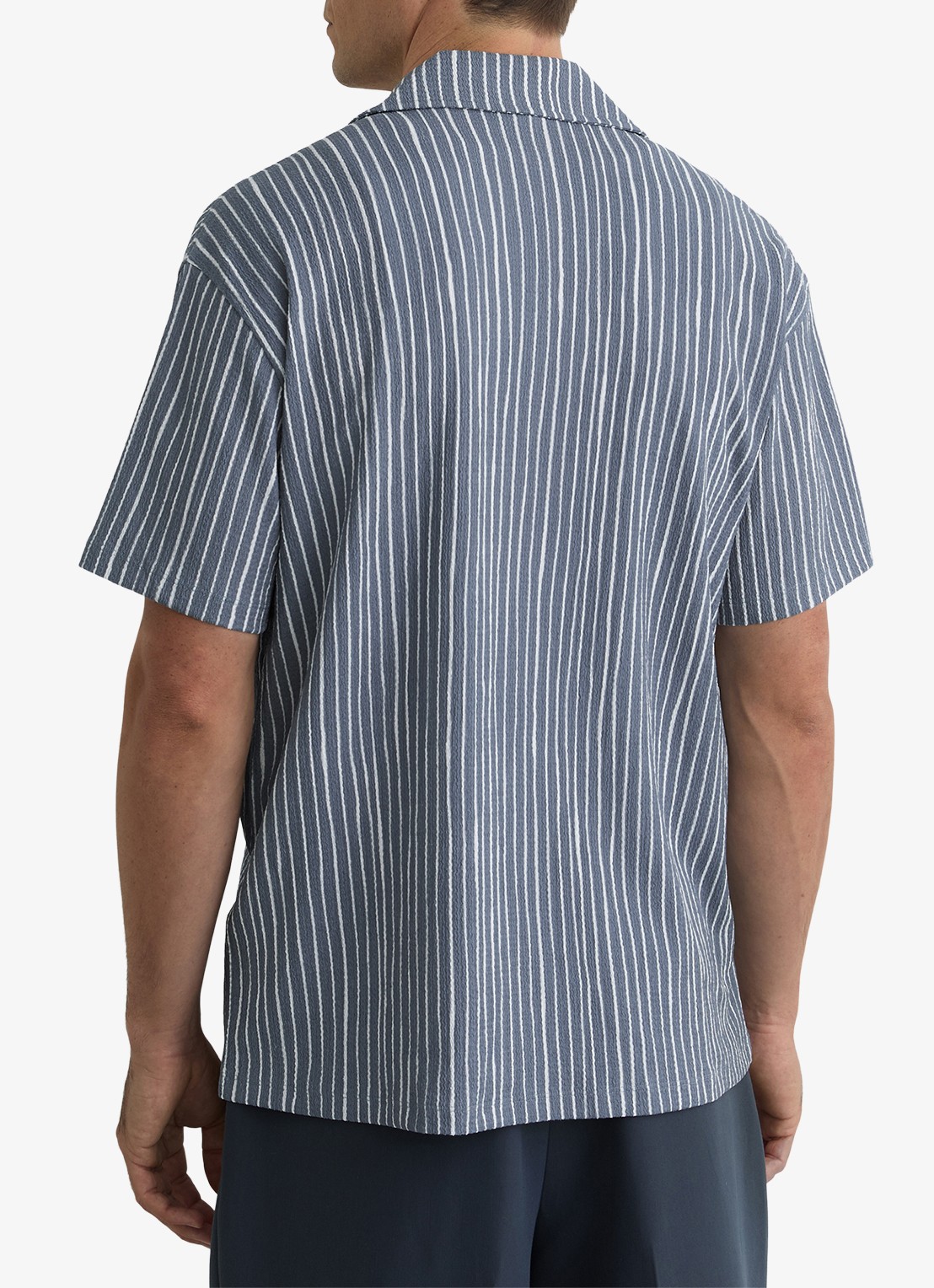 Reiss Max regular fit overhemd met streepprint - achterkant 3 airforce blue / blauw