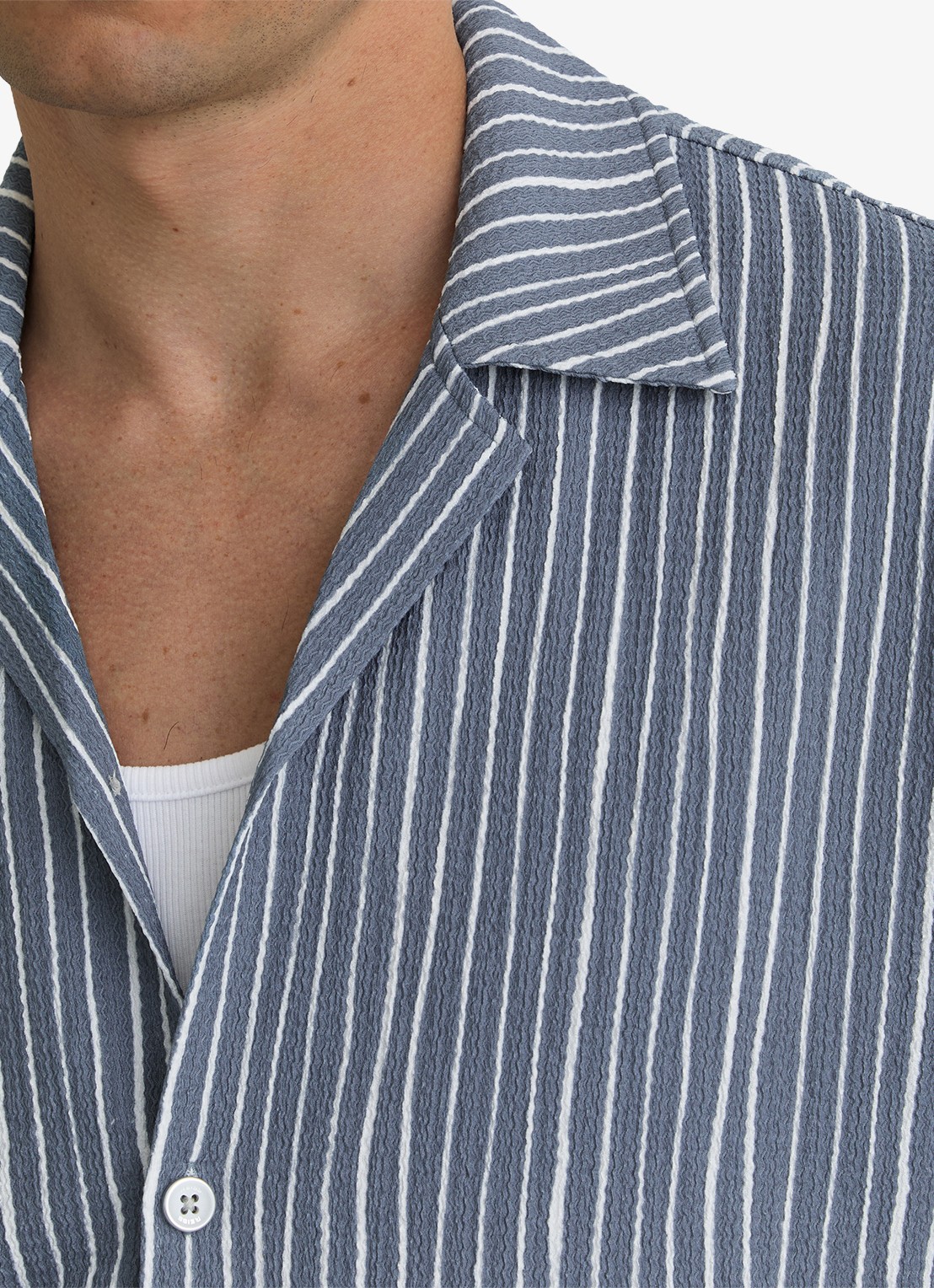 Reiss Max regular fit overhemd met streepprint - detail 5 airforce blue / blauw