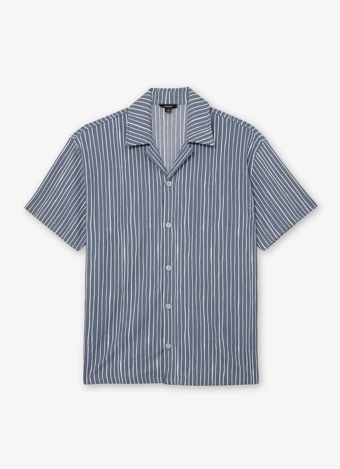 Reiss Max regular fit overhemd met streepprint - voorkant airforce blue / blauw