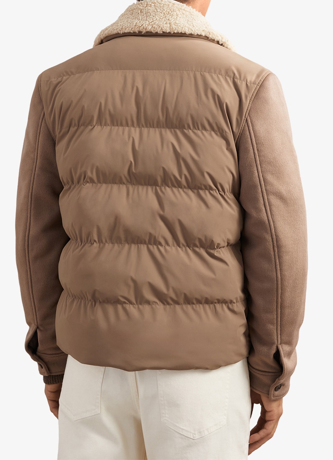 Reiss MAXIMUS Wool-Sleeve Quilted Puffer Jacket - achterkant 7 bruin