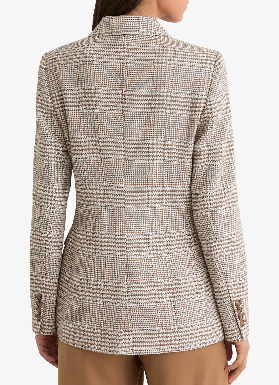 Reiss Maxwell double-breasted blazer met ruitdessin en klepzakken  - achterkant 3 beige