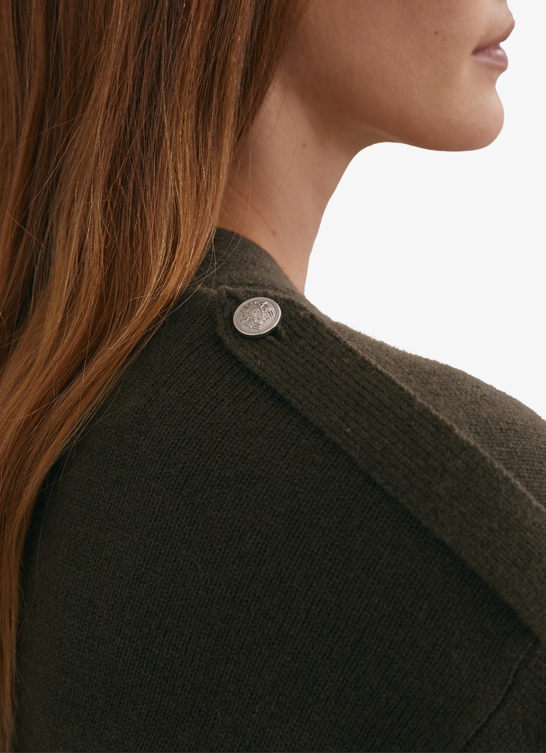Reiss Maya fijngebreid vest in kasjmierblend met steekzakken - detail 3 bronsgroen