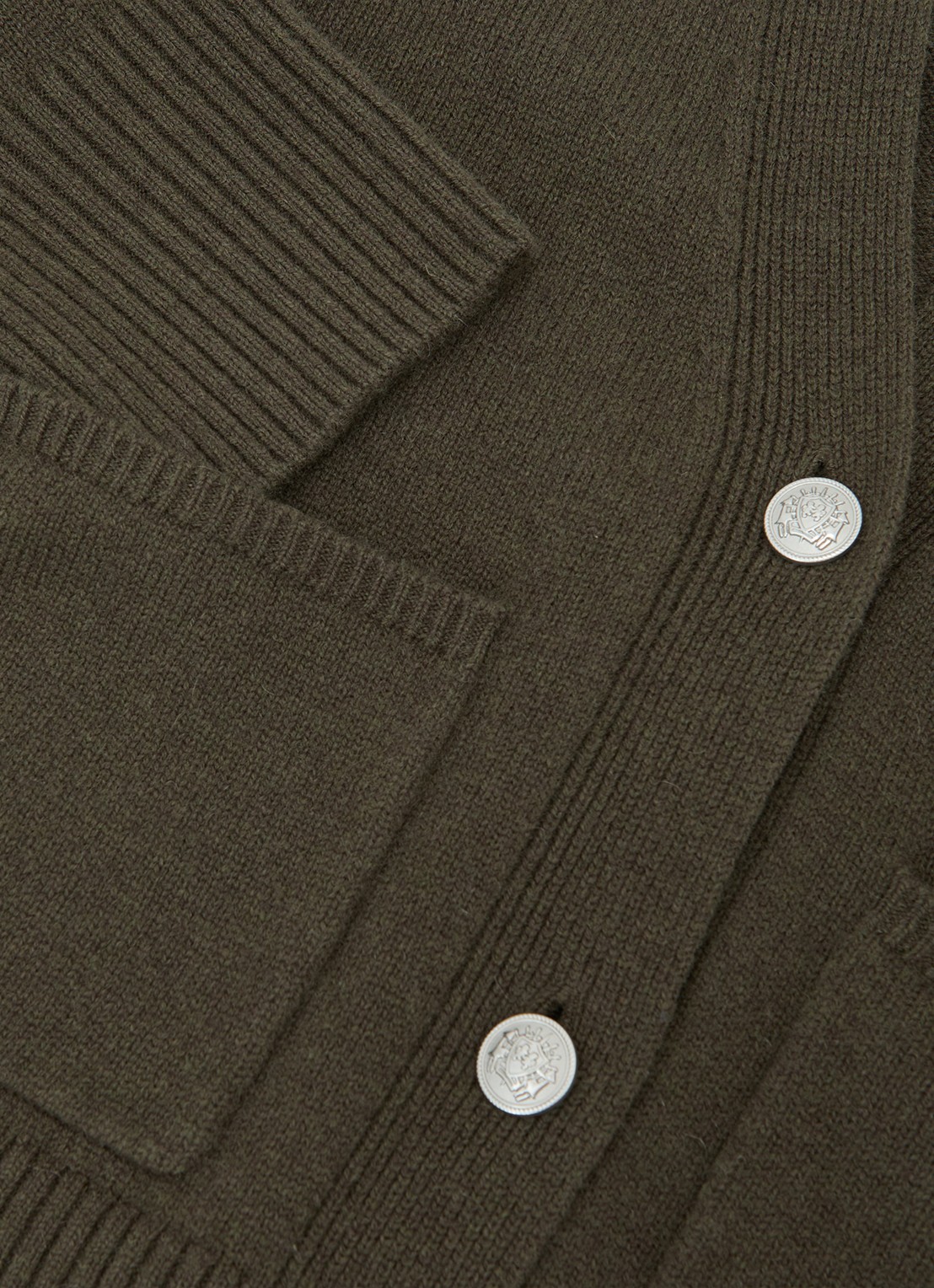 Reiss Maya fijngebreid vest in kasjmierblend met steekzakken - detail 4 bronsgroen