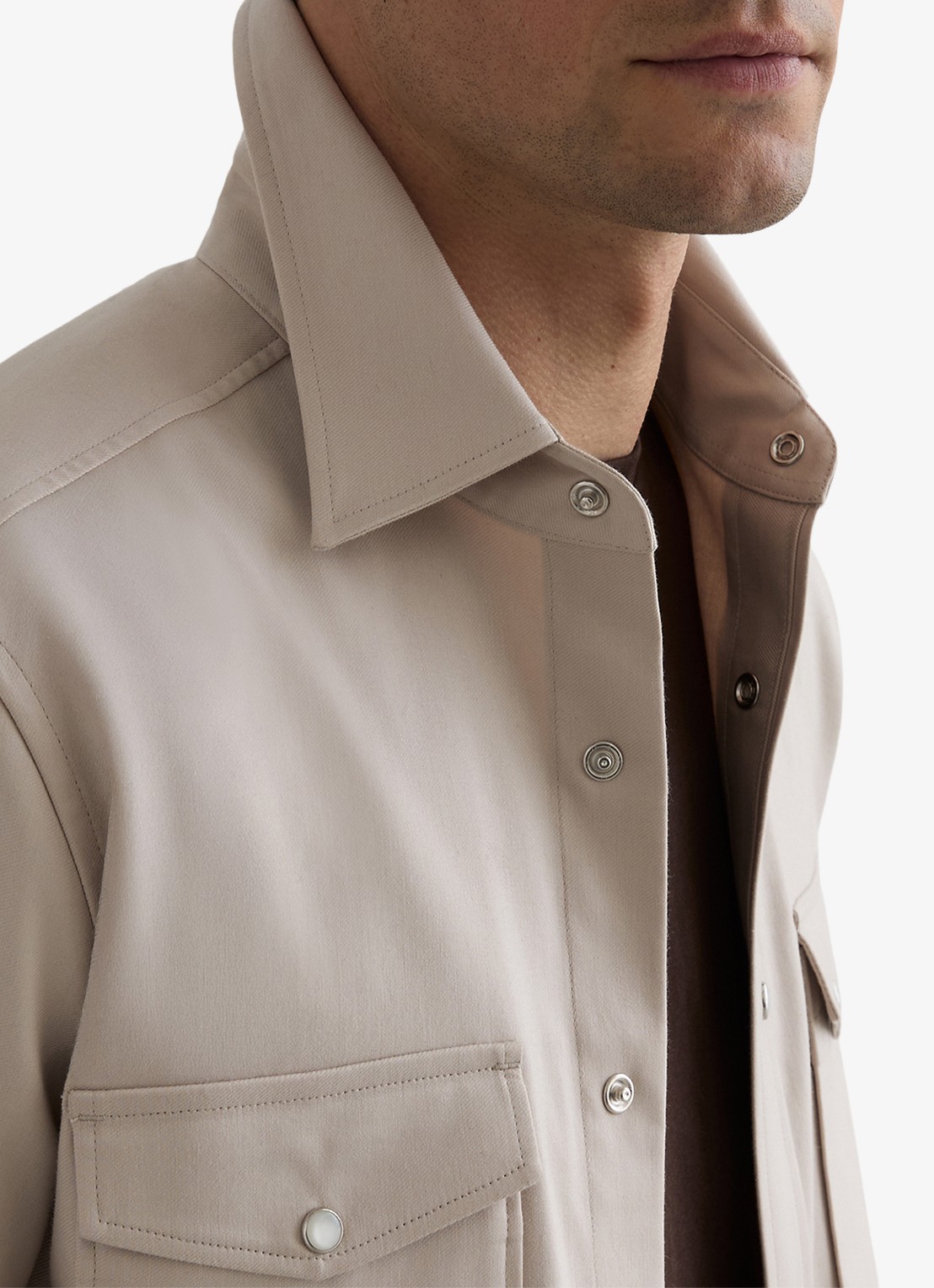 Reiss McRae overhemd met borstzakken - detail 4 beige