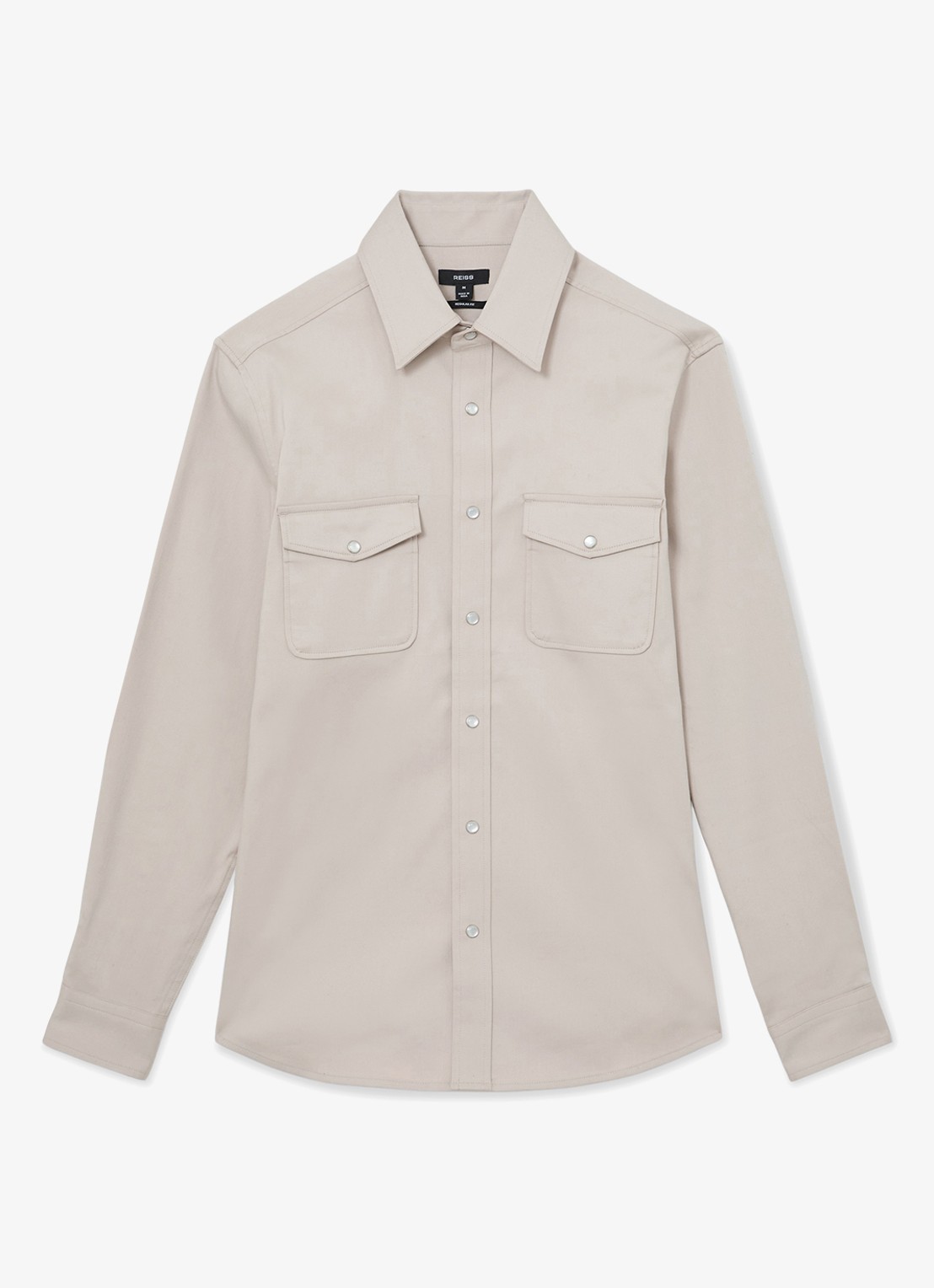 Reiss McRae overhemd met borstzakken - voorkant 6 beige