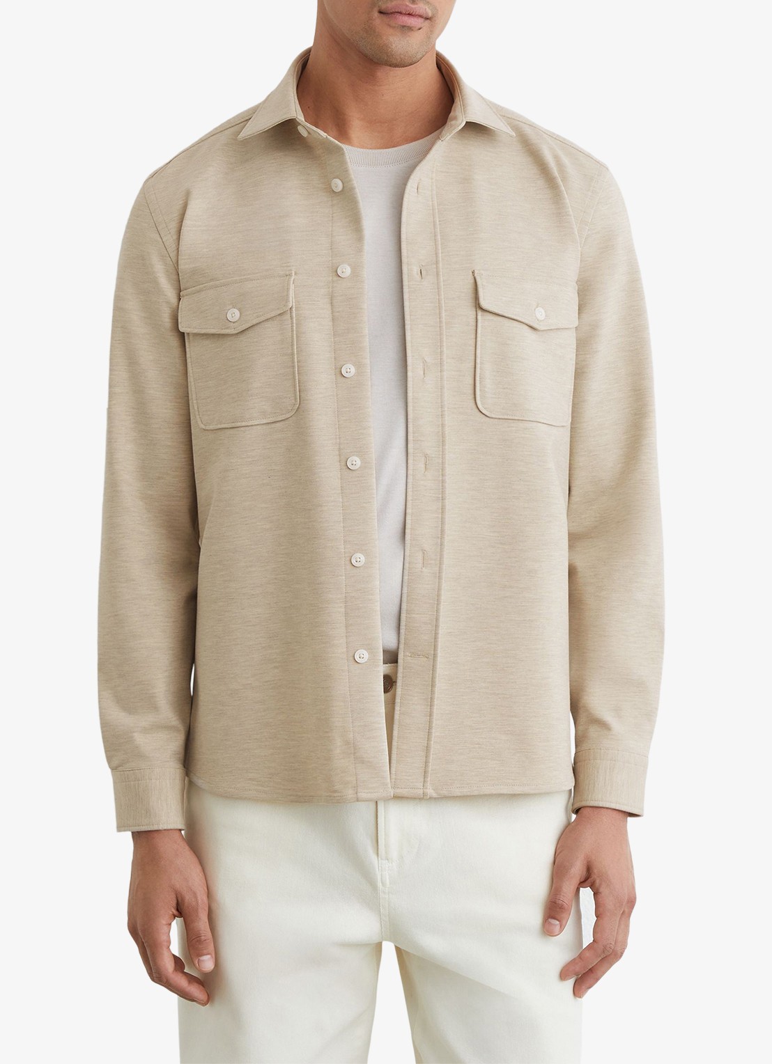 Reiss Mcshane overshirt met borstzakken - detail 4 beige