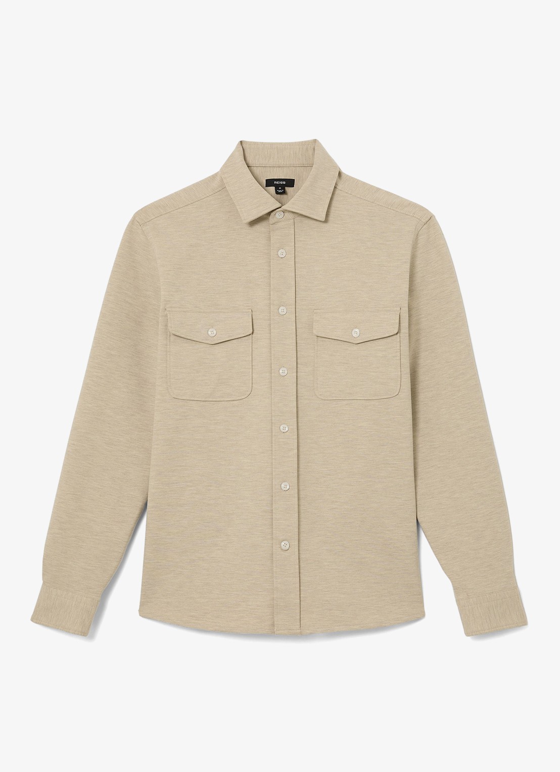 Reiss Mcshane overshirt met borstzakken - voorkant 2 beige