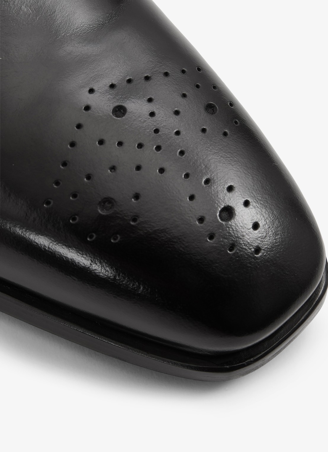 Reiss Mead brogue van leer - detail 3 black / zwart